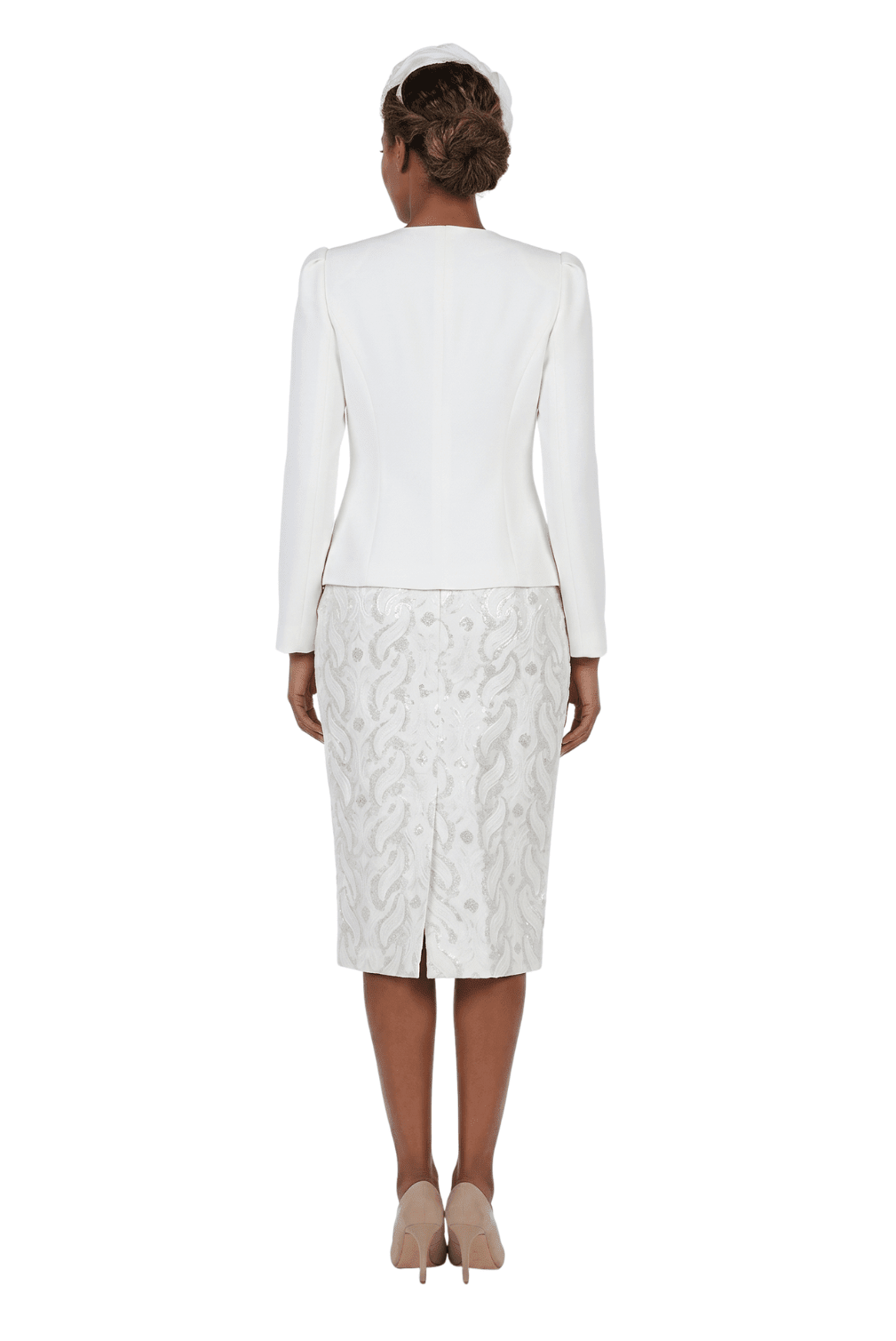2pc Silky Twill Jkt + Sequined Lace Skirt Suit - P - Especially Yours