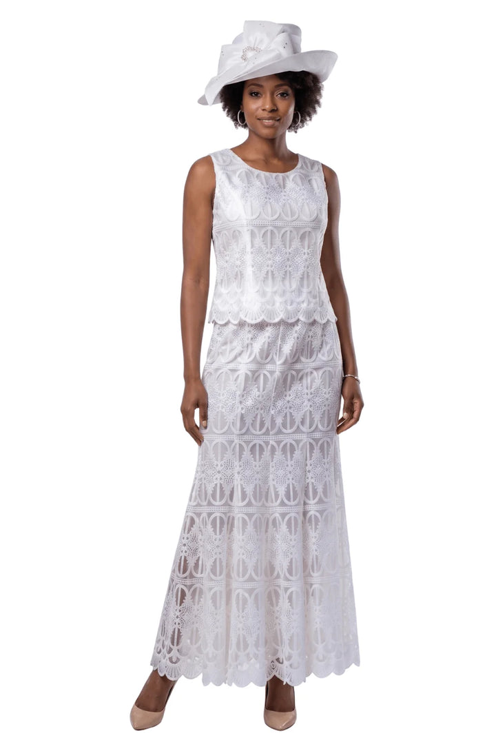 3pc Lux Lace Skirt Suit w/ Scallop Hems