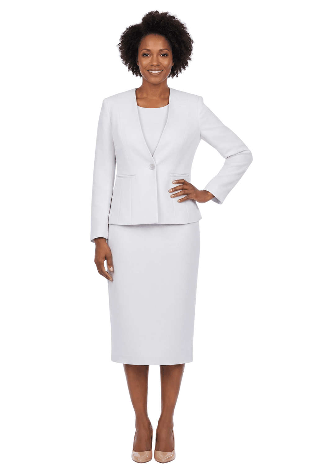 3pc Collarless Clean Lines Detailed Skirt Suit - Especially Yours
