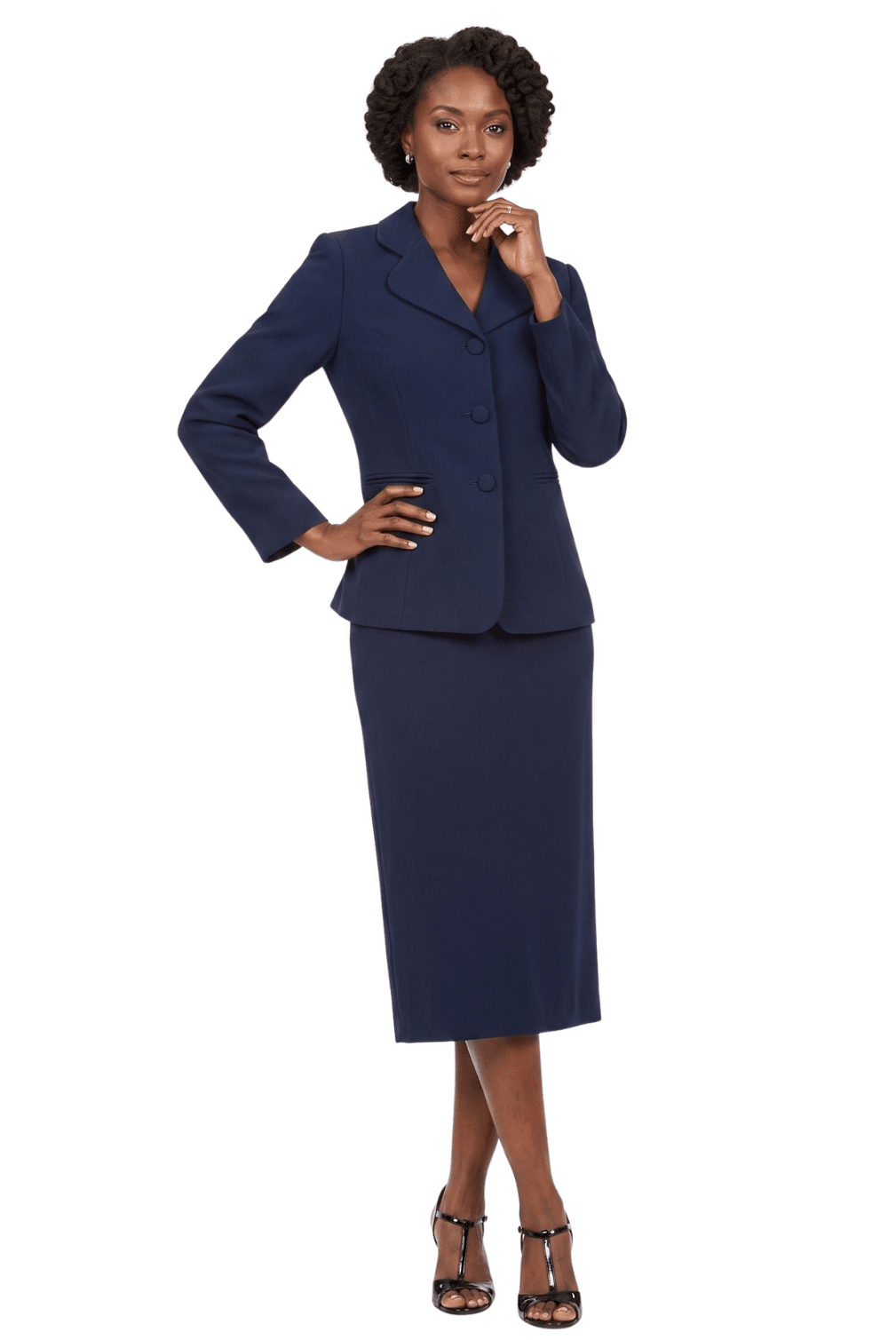 2pc Vintage Lapel 3-button Skirt Suit-Plus - Especially Yours