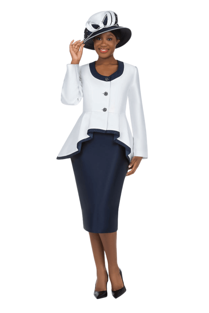 2pc Silky Twill Round Neck Uneven Peplum Suit - Especially Yours