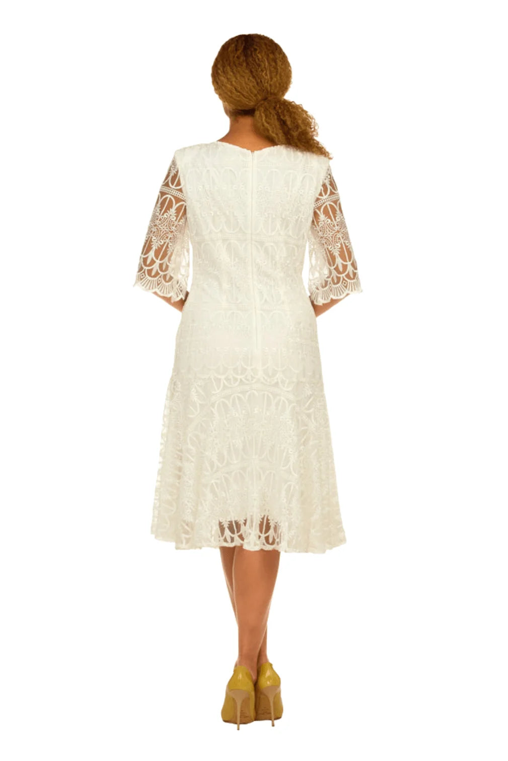 1pc Embroidery Lux Lace Pleated Flare Dress