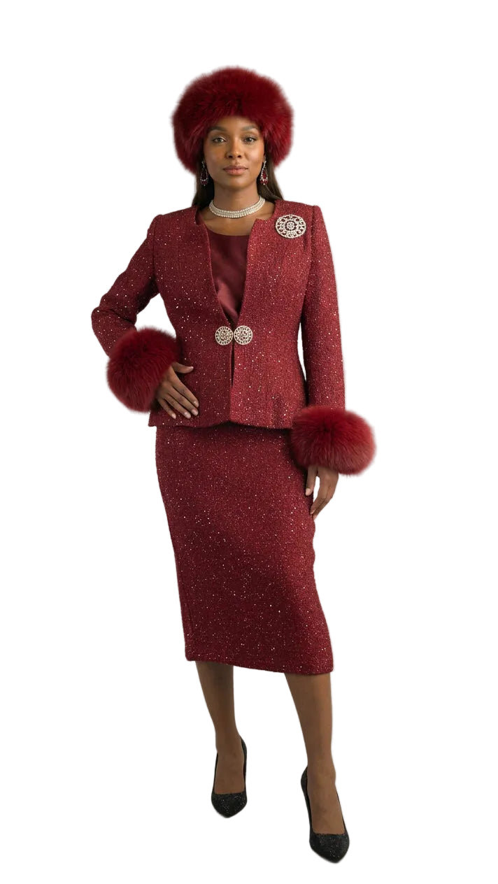 3-Piece Long Sleeve Mid-Length Skirt Suit 5085