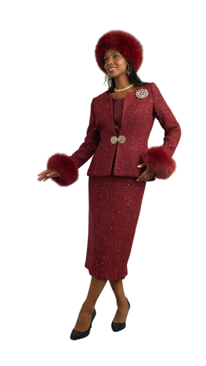 3-Piece Long Sleeve Mid-Length Skirt Suit 5085