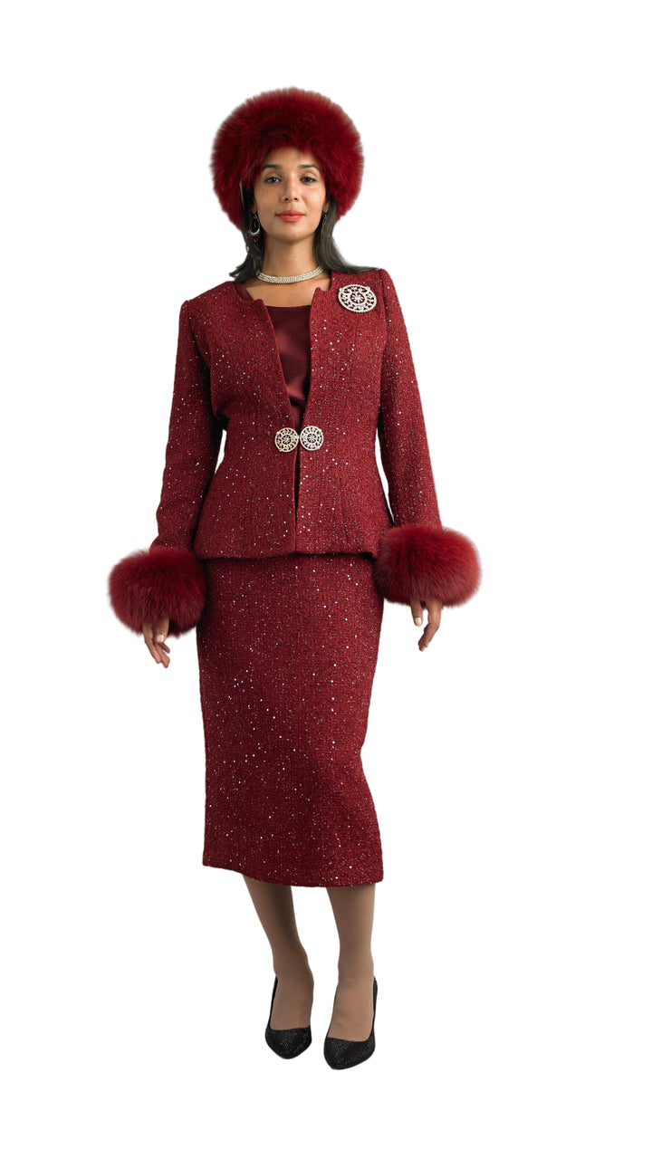 3-Piece Long Sleeve Mid-Length Skirt Suit 5085