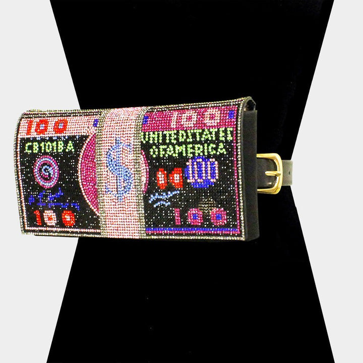 10K USD Money Rhinestone Fanny Pack / Belt / Clutch Bag - Especially Yours