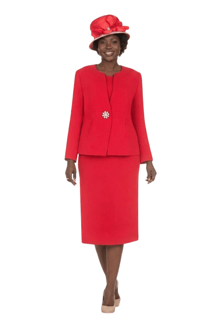 Timeless 3pc Skirt Suit with Jewel Brooch - Especially Yours