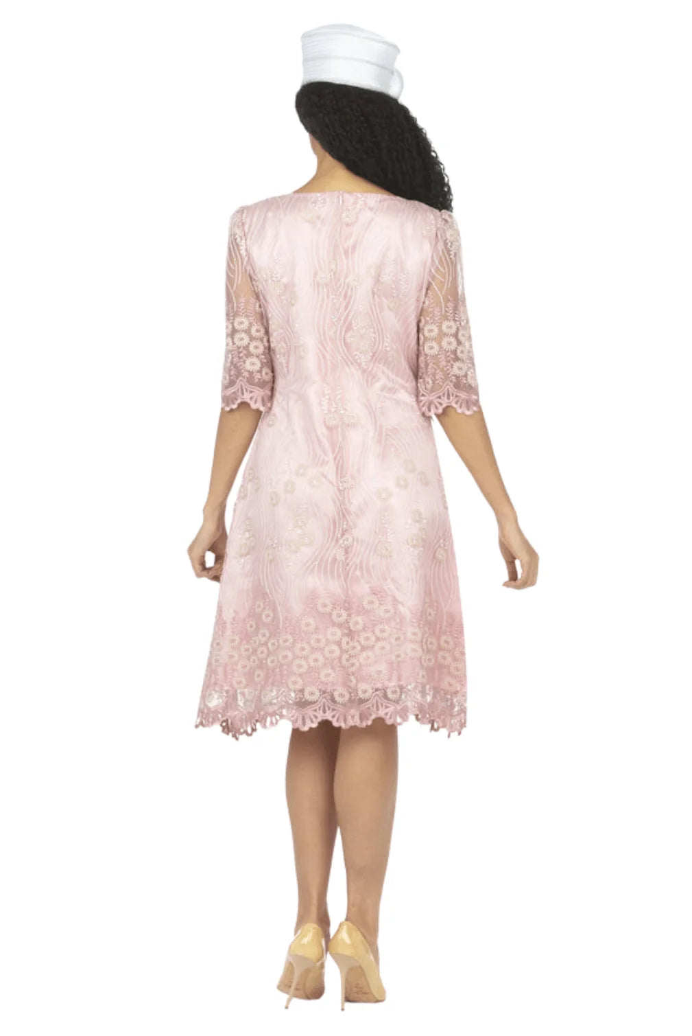 1pc Short Slv Lux Lace A-line Dress - Plus