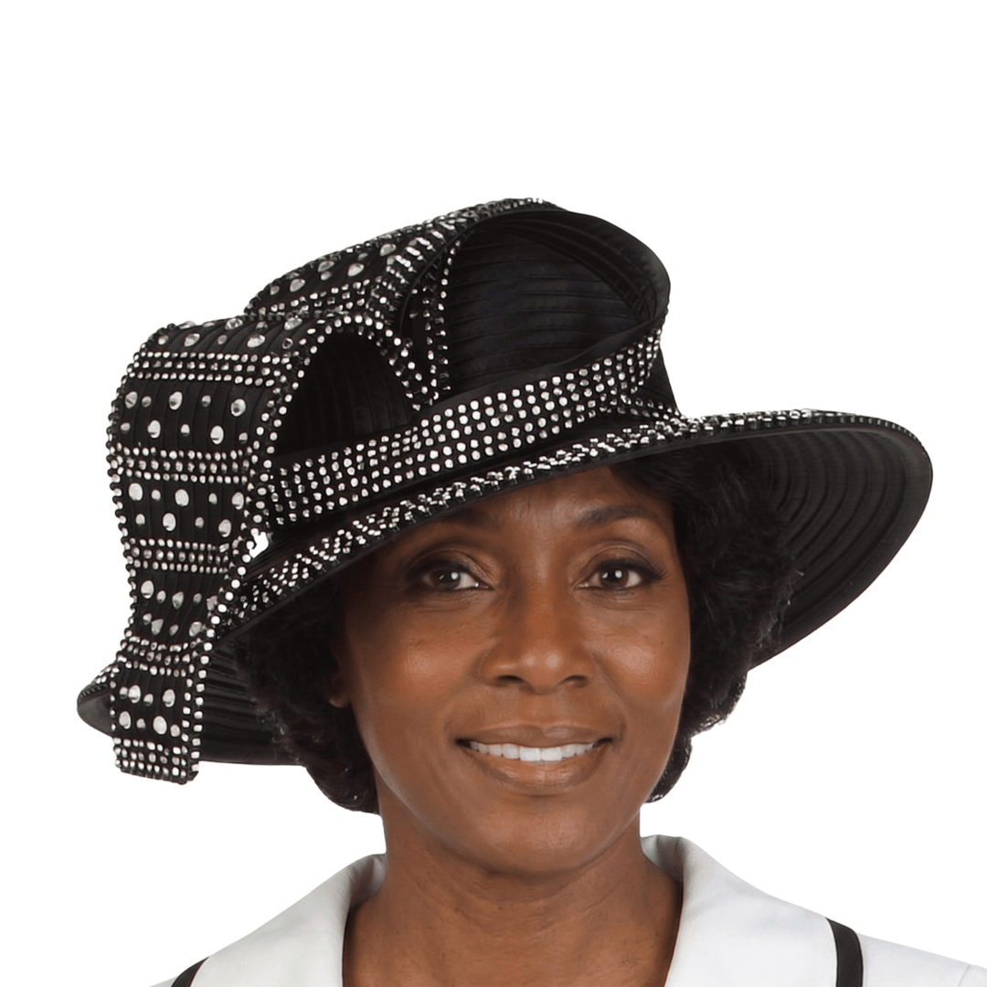 Wide Brim Hat w/ Rhinestone Decor - Especially Yours