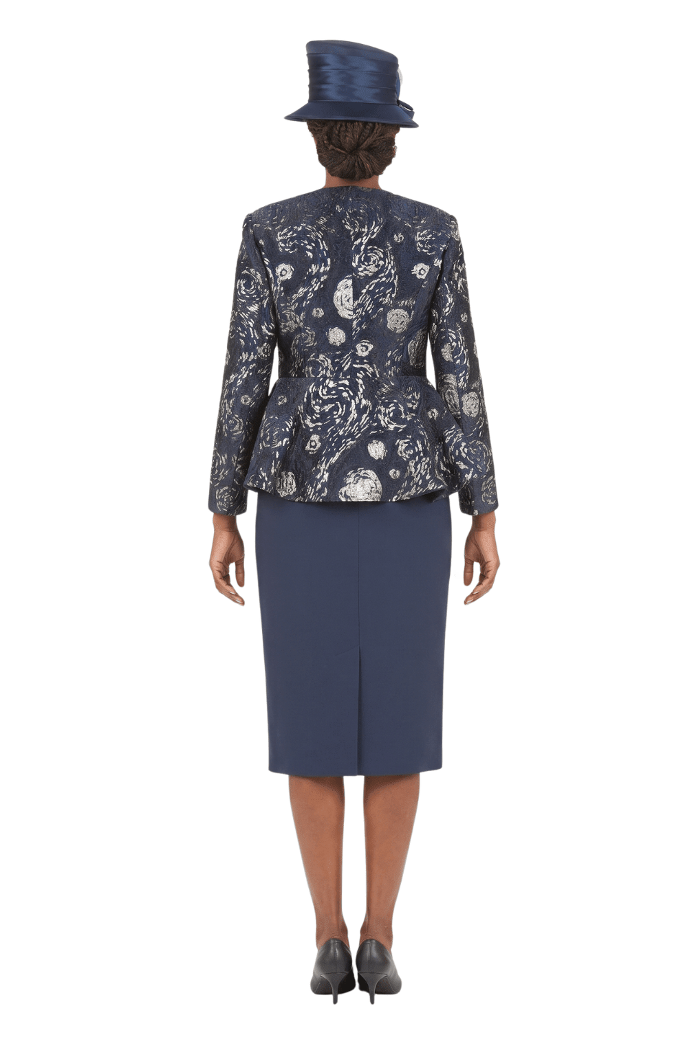 3pc Brocade&Crkl Satin Peplum Skt Suit-Plus - Especially Yours