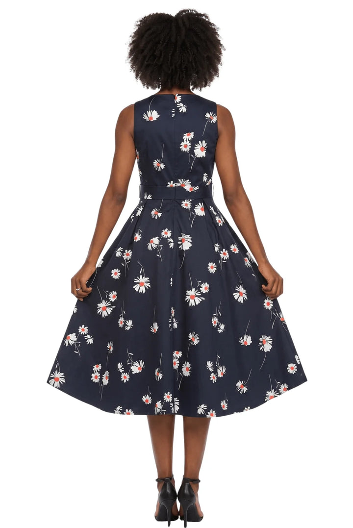Sleeveless Full Flare Hi-Lo Drs w/ Styling Belt