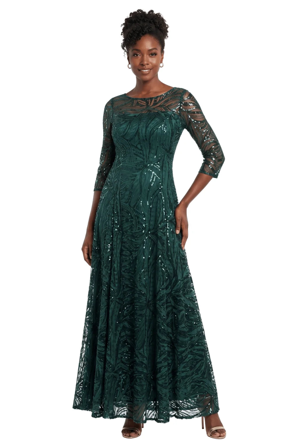 Evening Dress w/ See-thru Sleeves
