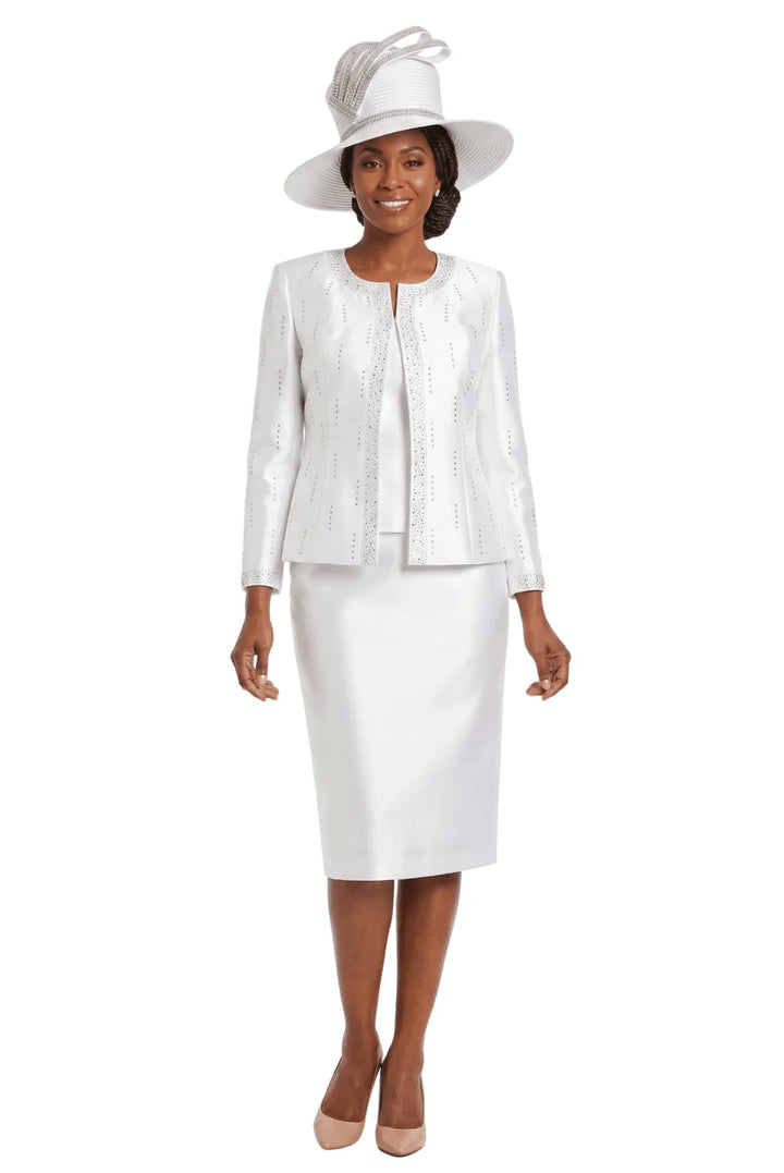 3pc Silky Twill Skt Suit w/ Meteoric Stones