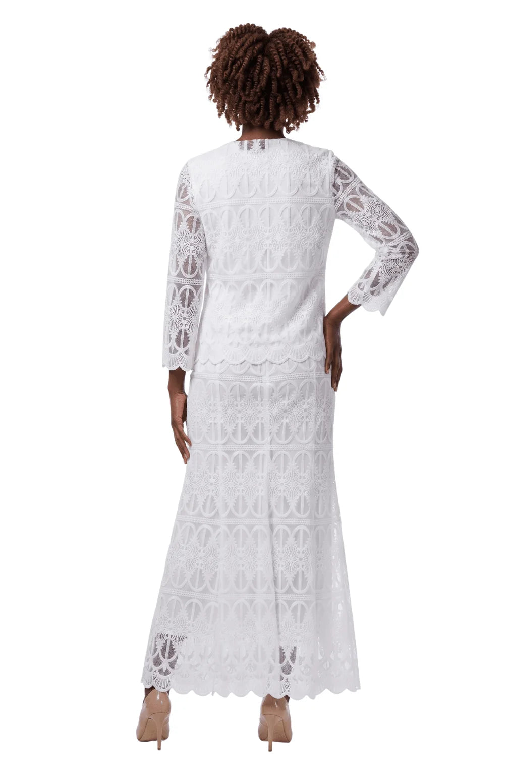 3pc Lux Lace Skirt Suit w/ Scallop Hems