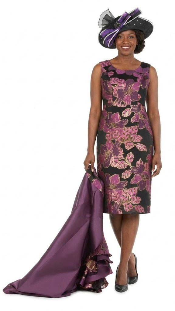 Floral Brocade Dress&Silky Twill Rfl Coat Set-Plus - Especially Yours