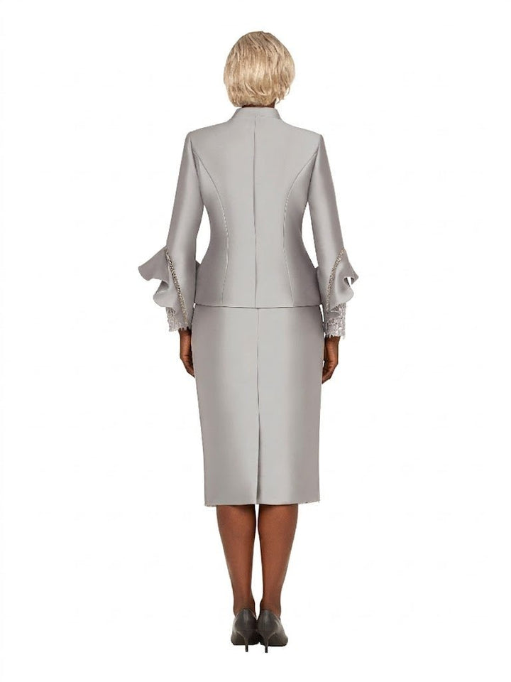 3pc Ruffle - Cuff Jkt, Cami&Fringe Pencil Skirt Suit - Especially Yours