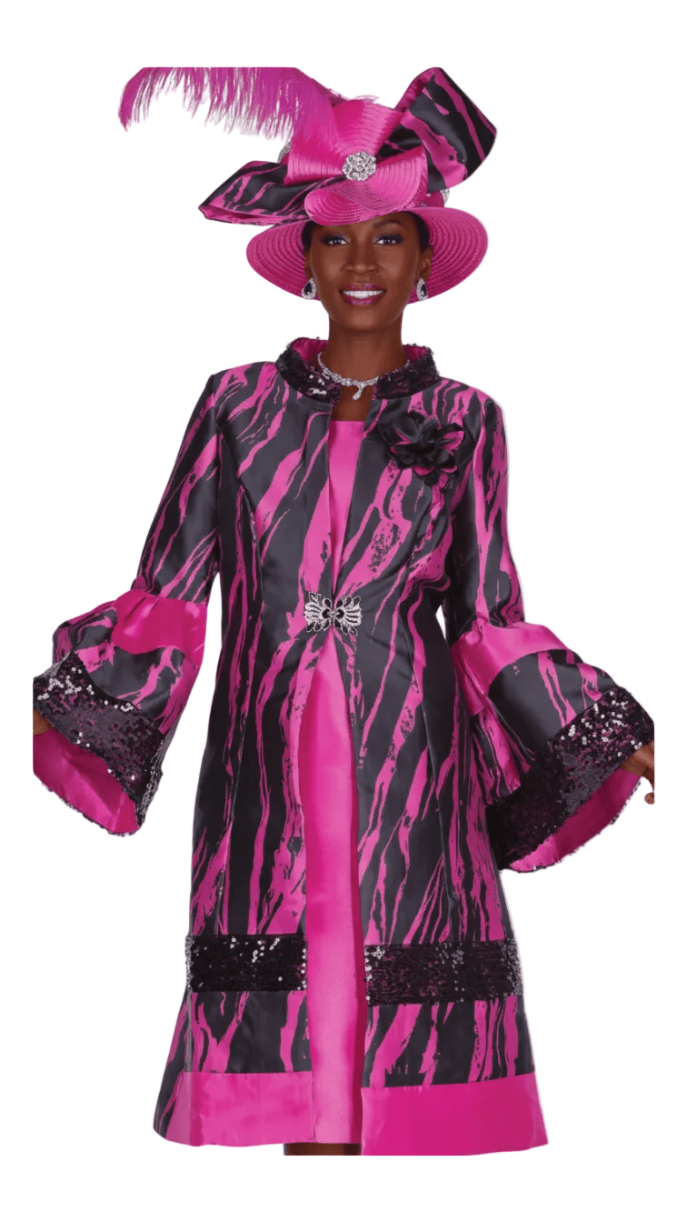 Elite Champagne 6170 - FU Fuchsia Sequin Duster Shift Dress Set - Especially Yours
