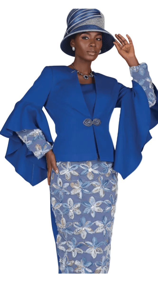 Elegant Three - Piece Floral Skirt Suit with Ruffle Sleeve Jacket & Cami - Especially Yours