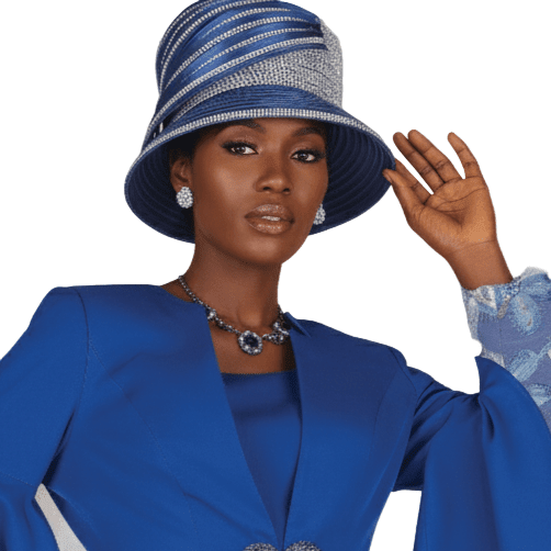 Elegant Royal Blue Women's Church Hat with Stylish Wide Brim Design - Especially Yours