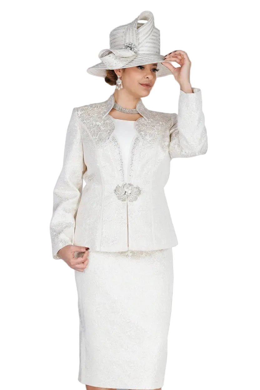 Ivory Brocade Skirt Suit – Champagne Italy - Especially Yours