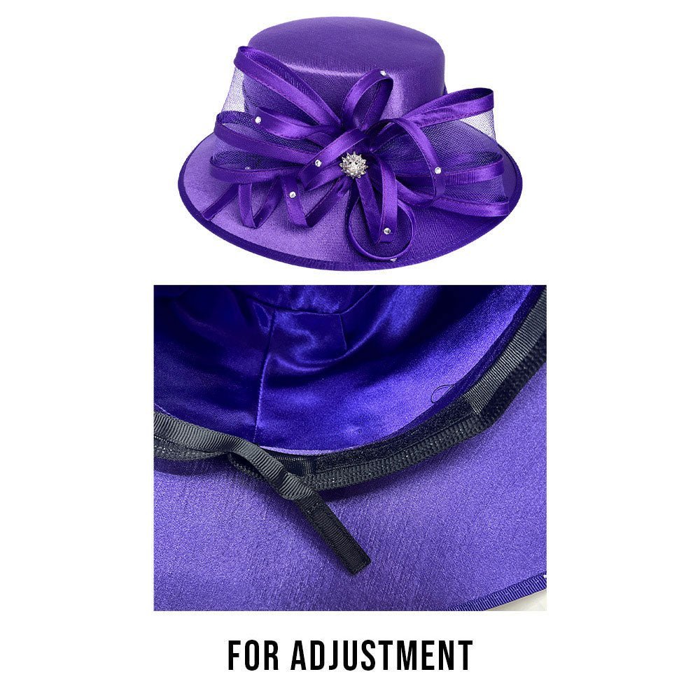 Flower Mesh Bow Accented Dressy Hat - Especially Yours