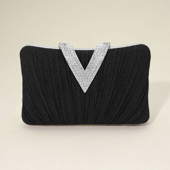 Sparkle Fabric Stone Paved V Fold Clutch / Evening Bag / Crossbody Bag - Especially Yours