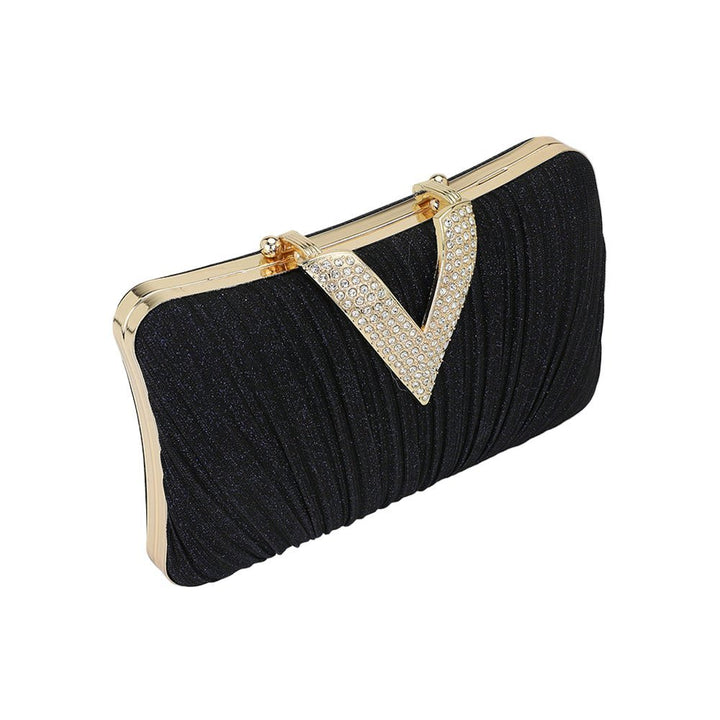 Sparkle Fabric Stone Paved V Fold Clutch / Evening Bag / Crossbody Bag - Especially Yours
