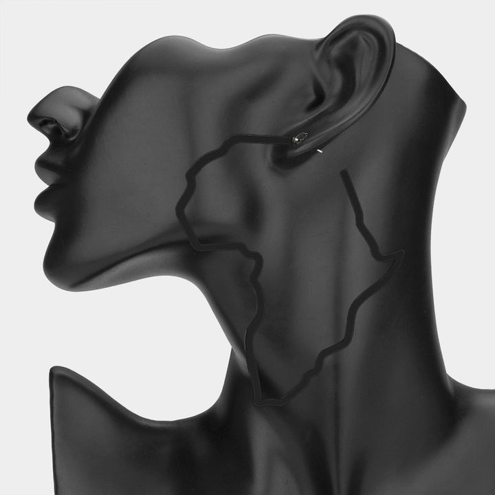 Oversized Cut Out Open Africa Map Hoop Earrings - Especially Yours
