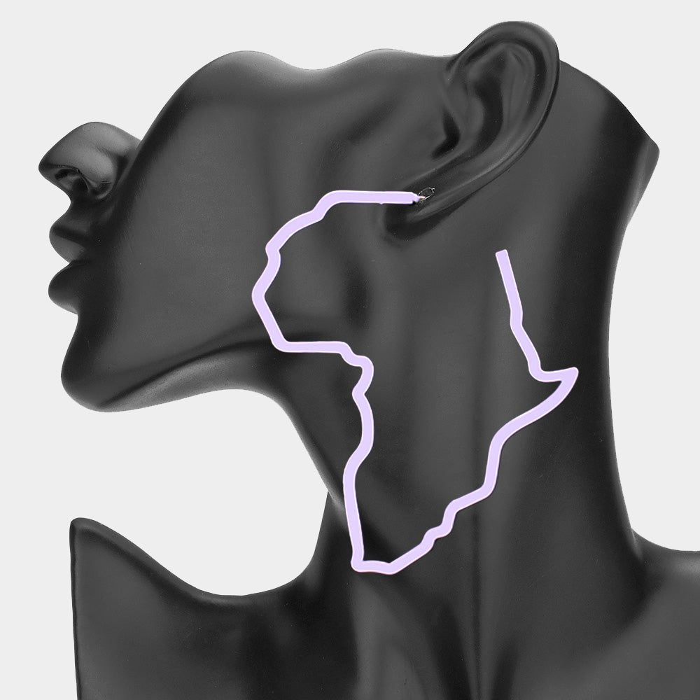 Oversized Cut Out Open Africa Map Hoop Earrings - Especially Yours