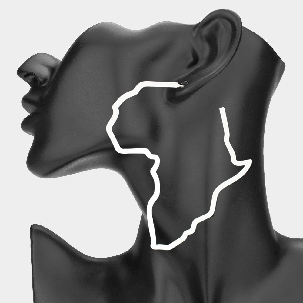 Oversized Cut Out Open Africa Map Hoop Earrings - Especially Yours