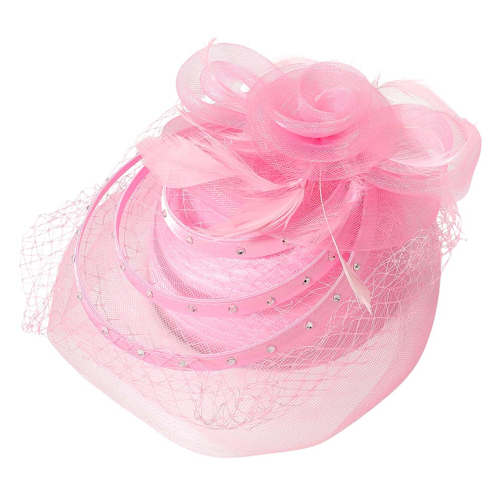 Mesh Flower Feather Pointed Fascinator / Dressy Hat - Especially Yours