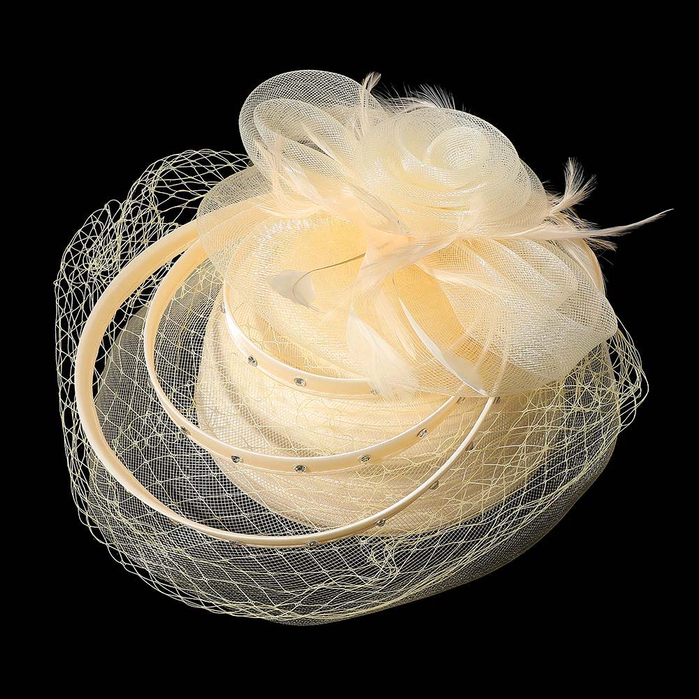Mesh Flower Feather Pointed Fascinator / Dressy Hat - Especially Yours