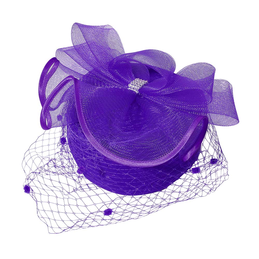 Stone Paved Mesh Bow Pointed Fascinator / Dressy Hat - Especially Yours