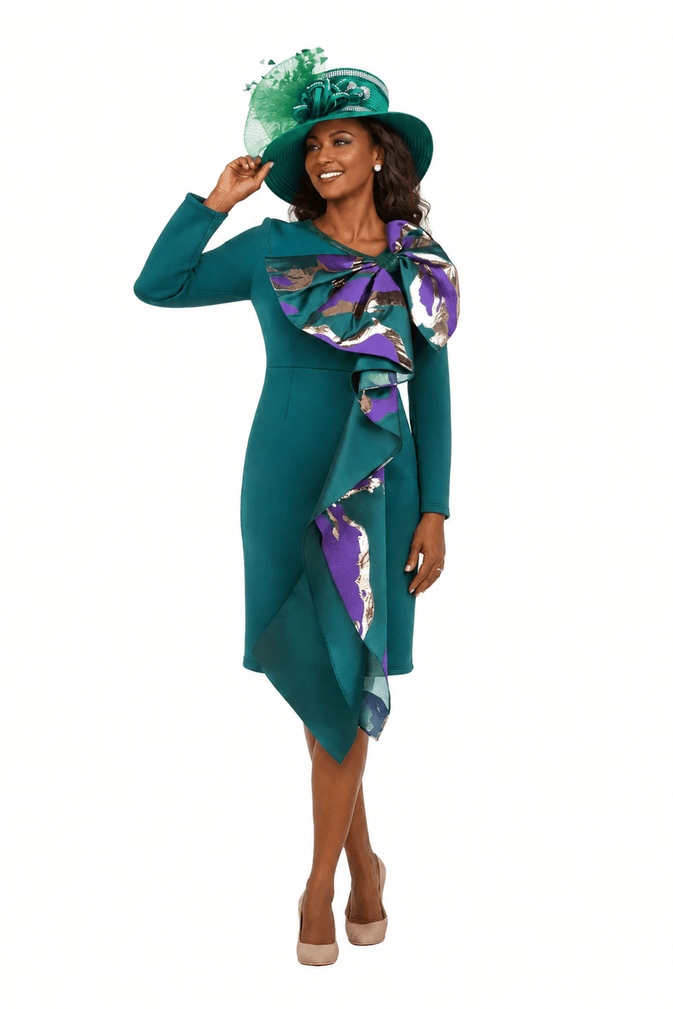 Scuba Sheath Dress with Statement Bow & Sash-Plus - Especially Yours