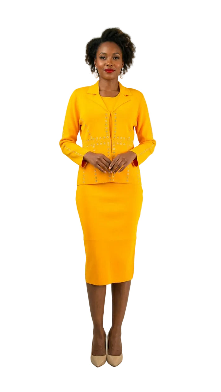 2-Piece Long Sleeve Mid-Length Skirt Suit 769