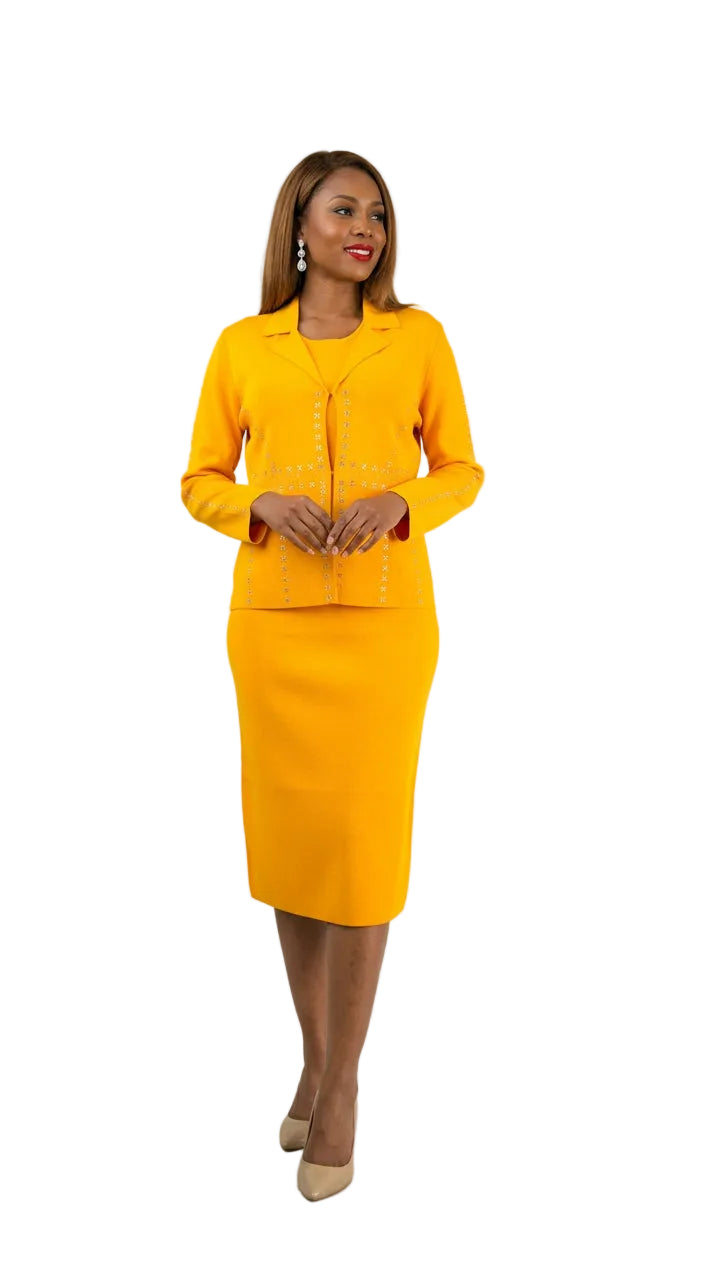 2-Piece Long Sleeve Mid-Length Skirt Suit 769