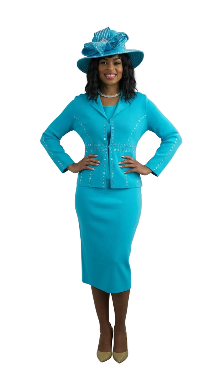 2-Piece Long Sleeve Mid-Length Skirt Suit 769