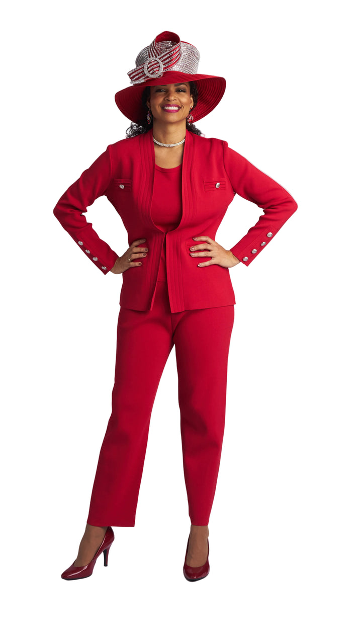 3-Piece Long Sleeve Long Length Knit Pant Suit 780