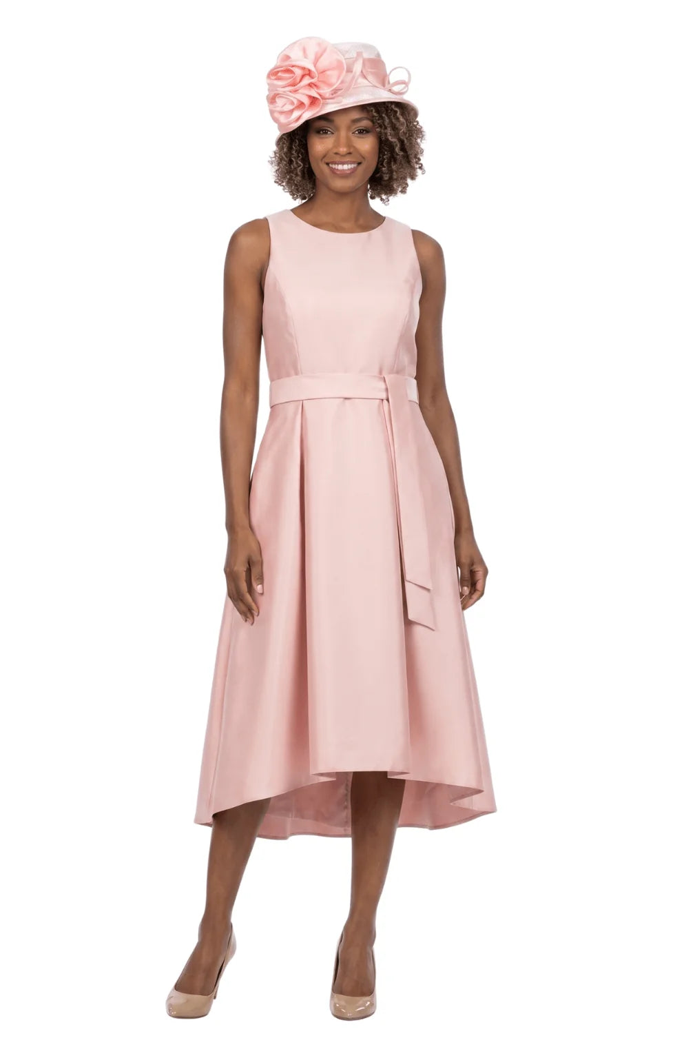 Sleeveless Full Flare Hi-Lo Drs w/ Styling Belt