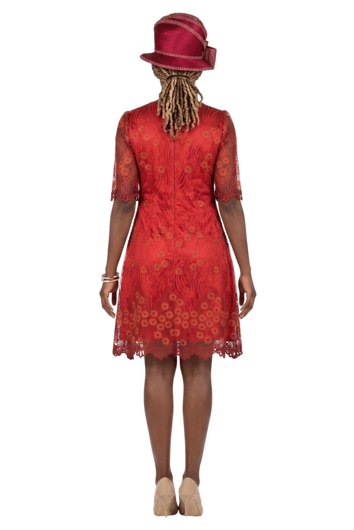 1pc Short Slv Lux Lace A-line Dress - Plus