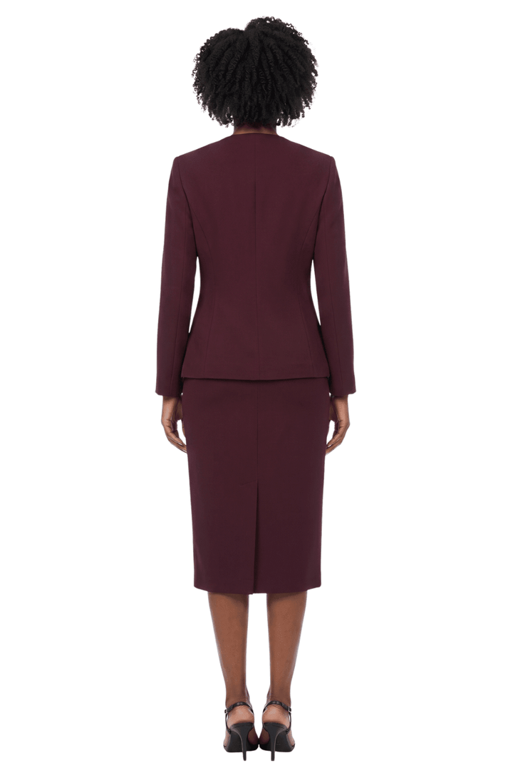 3pc Collarless Clean Lines Detailed Skirt Suit - Especially Yours
