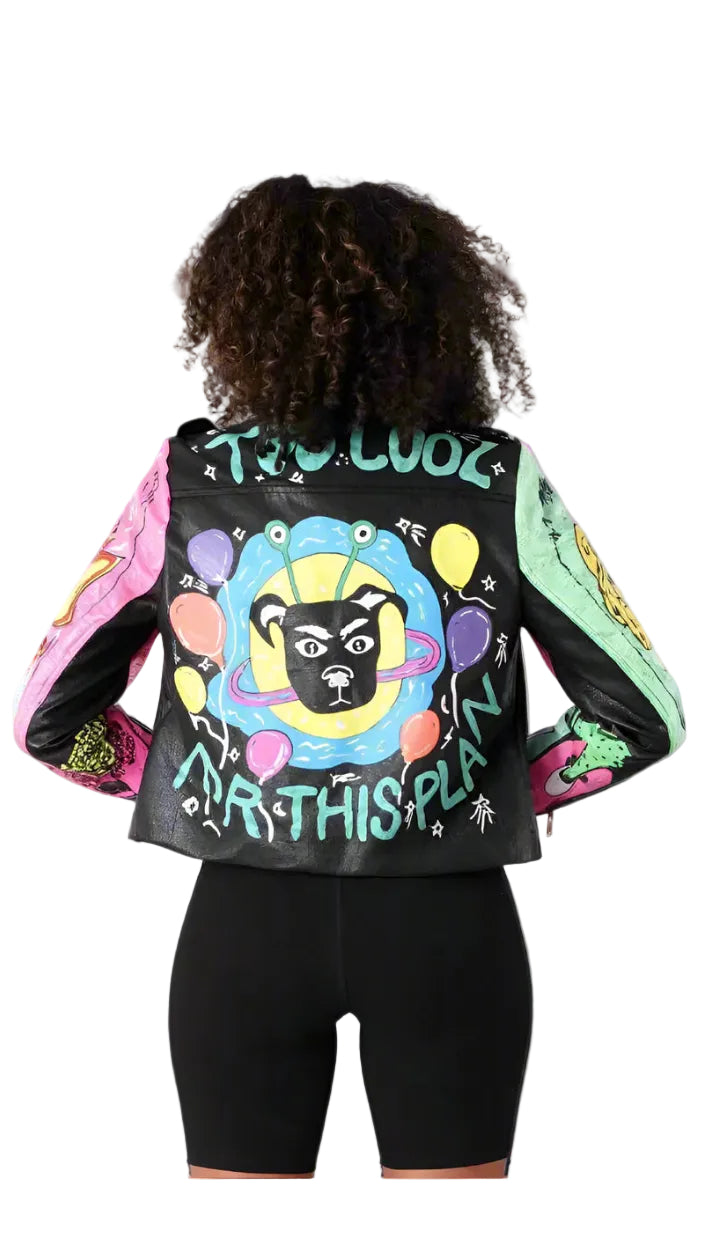 Vibrant Studded Leather Jacket -81765