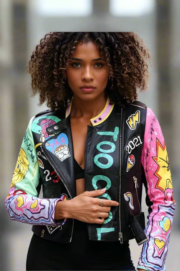 Vibrant Studded Leather Jacket - 81765 - Especially Yours