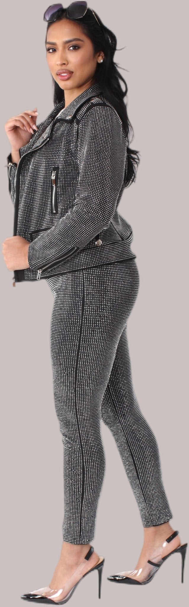 Suede Moto Jacket with Allover Diamonds - 82022 - Especially Yours
