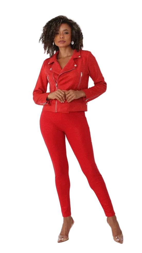 Suede Moto Jacket with Allover Diamonds - 82022