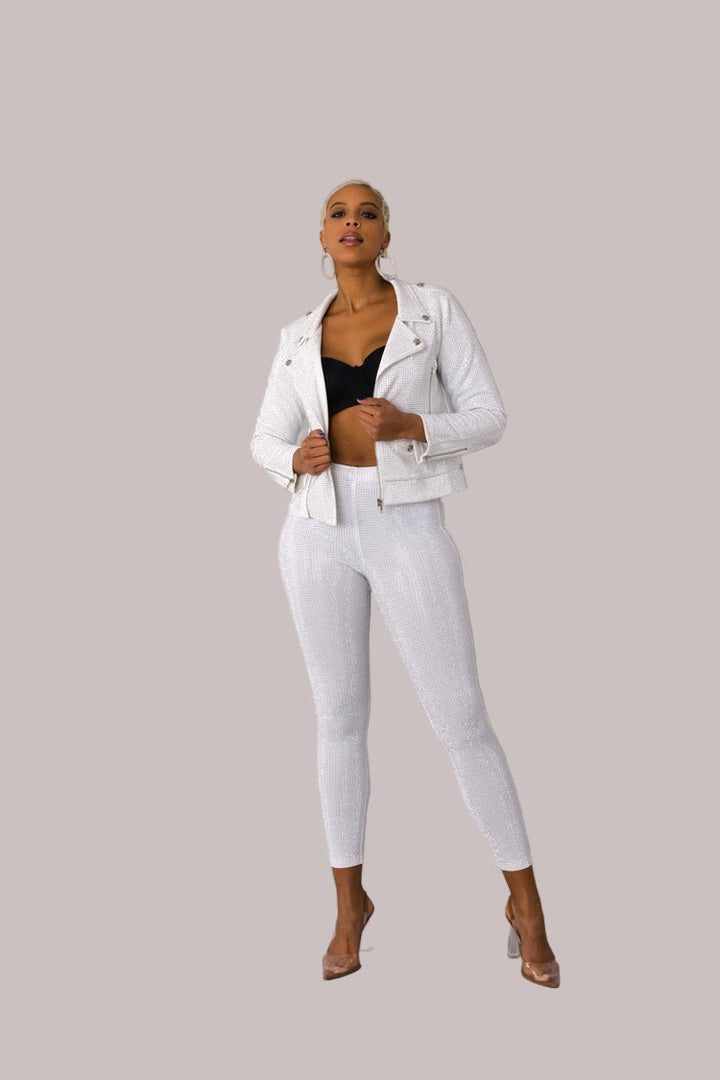 Suede Moto Jacket with Allover Diamonds - 82022 - Especially Yours