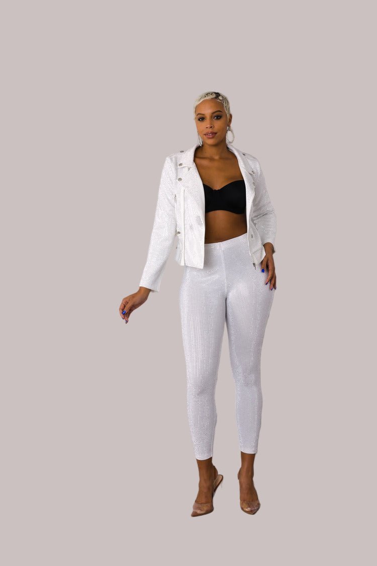 Suede Moto Jacket with Allover Diamonds - 82022 - Especially Yours