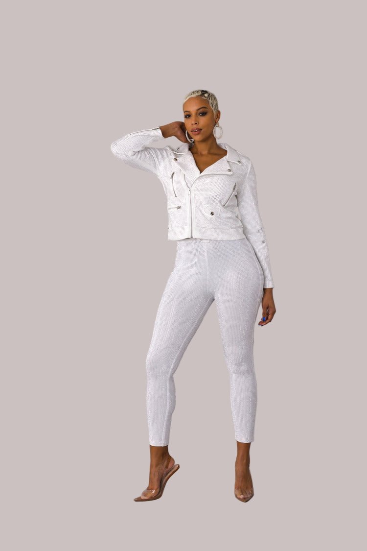 Suede Moto Jacket with Allover Diamonds - 82022 - Especially Yours