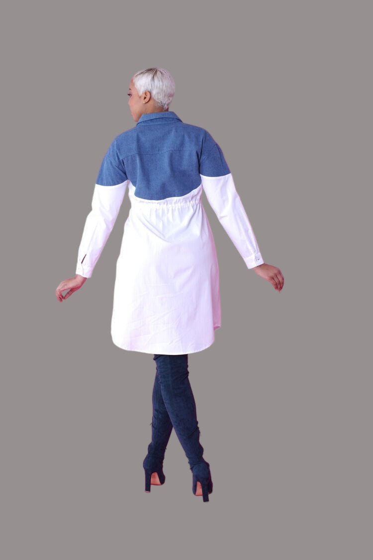 Denim Combo Woven Shirt Dress - 82043 - Especially Yours