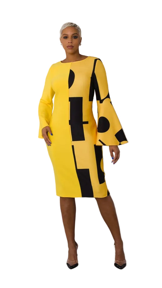 Color Block Bell Sleeve Dress - 82062